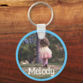 Benutzerdefinierte Foto-Bildvorlage Blaue Rahmen-K Schlüsselanhänger (Vorderseite)