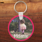 Benutzerdefinierte Foto-Bildvorlage rosa Rahmen-Ki Schlüsselanhänger (Vorderseite)