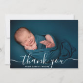 Benutzerdefinierte Foto Callligraphy Baby Tank You Ankündigung (Vorderseite)