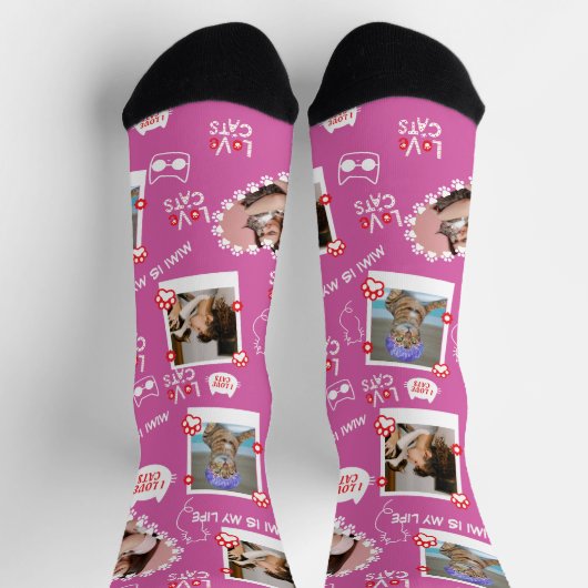 Benutzerdefinierte Foto Collage Socken mit Namen f (Oben)