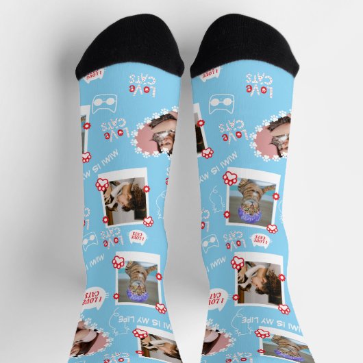 Benutzerdefinierte Foto Collage Socken mit Namen f (Oben)