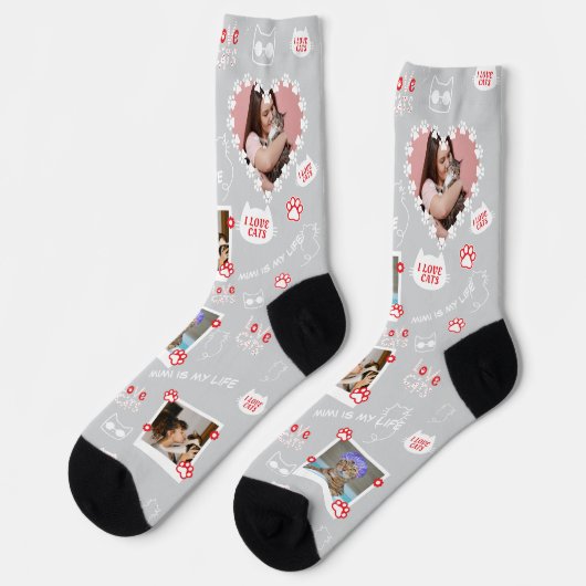 Benutzerdefinierte Foto Collage Socken mit Namen f (Linkes Detail)