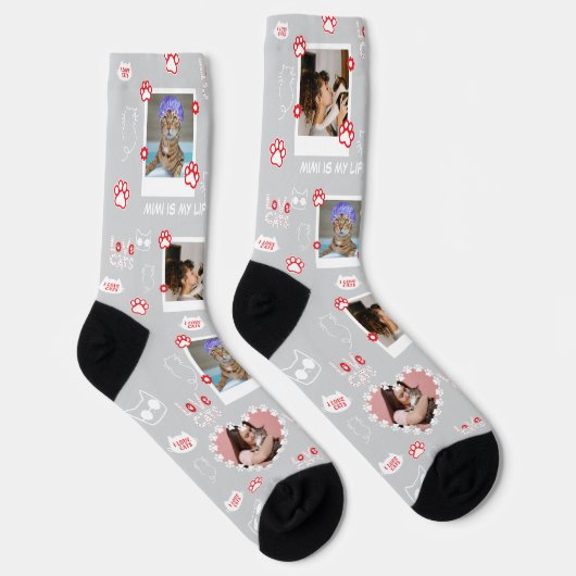 Benutzerdefinierte Foto Collage Socken mit Namen f (Rechts)