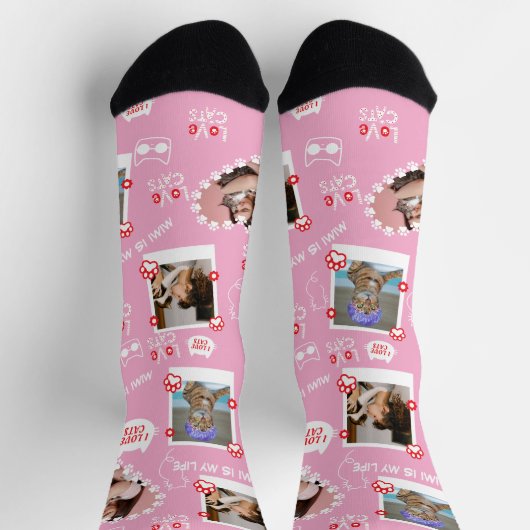 Benutzerdefinierte Foto Collage Socken mit Namen f (Oben)