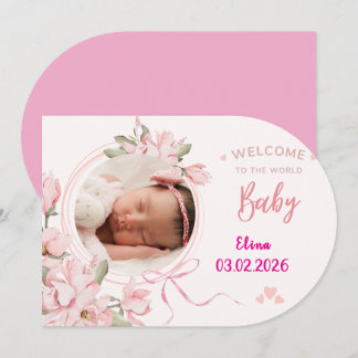 Benutzerdefinierte Foto-Geburtsanzeige für Baby Mä Einladung