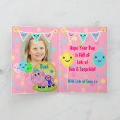 Benutzerdefinierte Foto Gilr's Pig Birthday Card Karte (Innenseite)