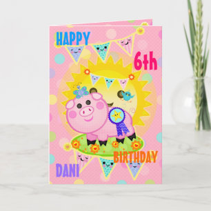 Benutzerdefinierte Foto Gilr's Pig Birthday Card Karte
