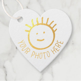 Benutzerdefinierte Foto-GOLD-FOLIE-HERZ-GUNST-TAGS Geschenkanhänger