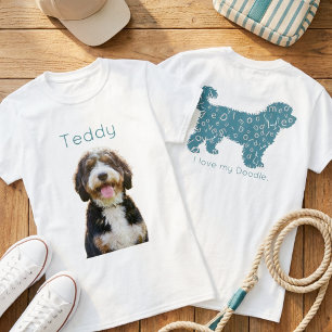 Benutzerdefinierte Foto-Hundename Doodle Mama Teal T-Shirt