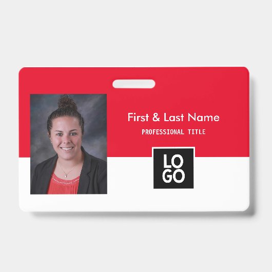 Benutzerdefinierte Foto-ID Red Minimal Einfache ID Ausweis (Vorderseite)