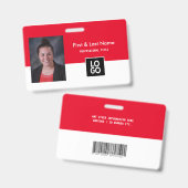 Benutzerdefinierte Foto-ID Red Minimal Einfache ID Ausweis (Vorder- & Rückseite)