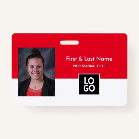 Benutzerdefinierte Foto-ID Red Minimal Einfache ID Ausweis (Vorderseite)
