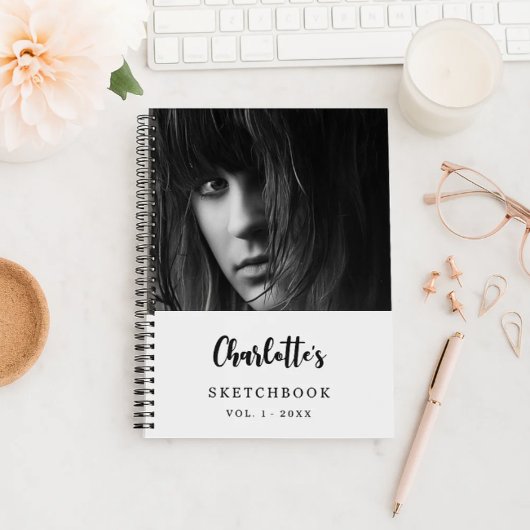 benutzerdefinierte Foto im Sketchbook Schwarz-weiß Notizblock