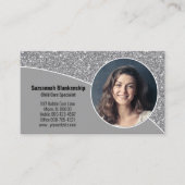 Benutzerdefinierte Foto-Imitate Silver Glitzer QR- Visitenkarte (Vorderseite)