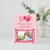 Benutzerdefinierte Foto-Initialen Save the Date fü Postkarte (Stehend Vorderseite)