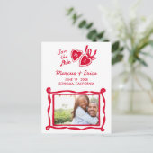 Benutzerdefinierte Foto-Initialen Save the Date fü Postkarte (Stehend Vorderseite)