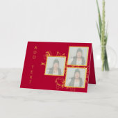 Benutzerdefinierte Foto-Karte für Red Gold Floral  (Vorderseite)