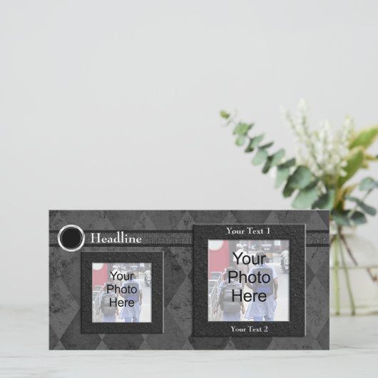 Benutzerdefinierte Foto-Karte, Schwarze Hochzeit o (Stehend Vorderseite)