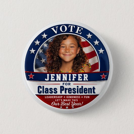 Benutzerdefinierte Foto-Klassensprecher-Wahlkampag Button (Vorderseite)