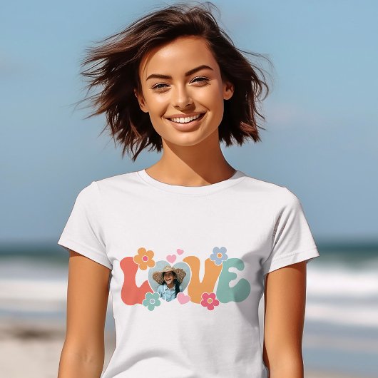 Benutzerdefinierte Foto Liebe Herz Blume Hippie T-Shirt