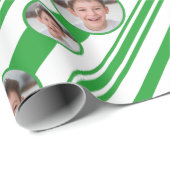 Benutzerdefinierte Foto-Logo-Streifen grün und wei Geschenkpapier (Rolleneckpunkt)