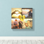 Benutzerdefinierte Foto-Montierung x4 mit Herzname Leinwanddruck (Insitu (Holzboden))