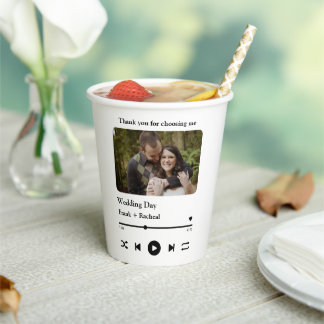 Benutzerdefinierte Foto-Musikantenliste für Paare Pappbecher