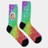 Benutzerdefinierte Foto-Name Meeresfrüchte Muster Socken (Rechts)