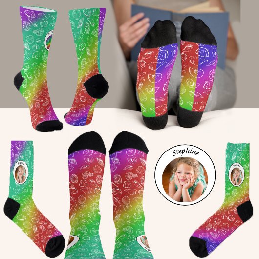 Benutzerdefinierte Foto-Name Meeresfrüchte Muster Socken