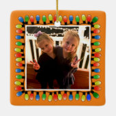 Benutzerdefinierte Foto-Party-Leuchten auf Orange Keramikornament (Rückseite)