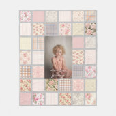 Benutzerdefinierte Foto-Patchwork-Blumen-Oma Fleecedecke (Vorderseite)