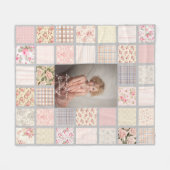 Benutzerdefinierte Foto-Patchwork-Blumen-Oma Fleecedecke (Vorderseite (Horizontal))