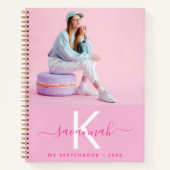 benutzerdefinierte Foto-Pink-Monogramm des Sketchb Notizblock (Vorderseite)