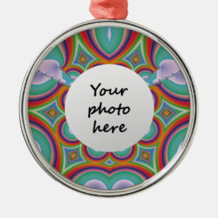 Benutzerdefinierte Foto-Regenbogen-Psychedelic-Kun Silbernes Ornament