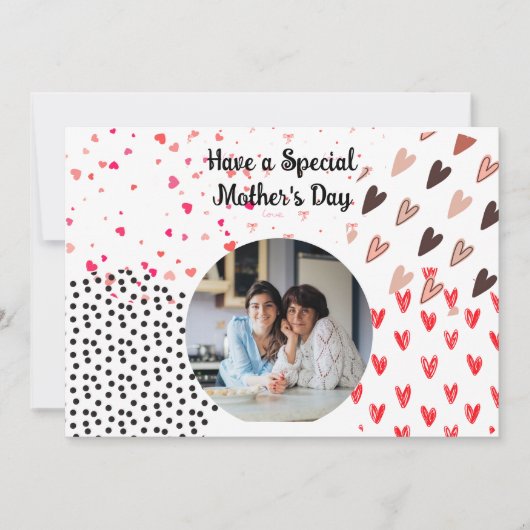 Benutzerdefinierte Foto-Rosa Herz-Muttertagskarte Feiertagskarte (Vorderseite)