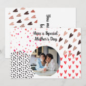 Benutzerdefinierte Foto-Rosa Herz-Muttertagskarte Feiertagskarte (Vorne/Hinten)