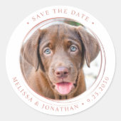 Benutzerdefinierte Foto-Rose Gold-Hochzeit speiche Runder Aufkleber (Vorderseite)