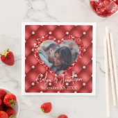 Benutzerdefinierte Foto-Rot-Diamanten und Herzrahm Serviette (Beispiel)