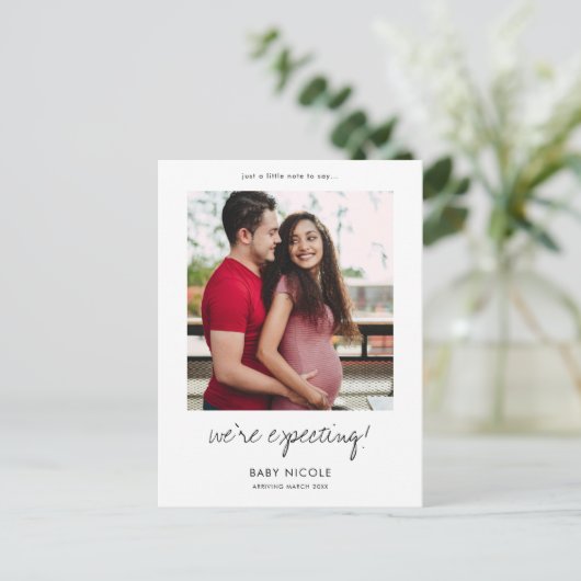 Benutzerdefinierte Foto-Schwangerschaft Ankündigungspostkarte (Stehend Vorderseite)