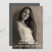 Benutzerdefinierte Foto-schwarz-weiß-Graduierungsp Einladung (Vorne/Hinten)