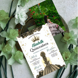 Benutzerdefinierte Foto Smaragdgrüne Quinceañera-E Einladung