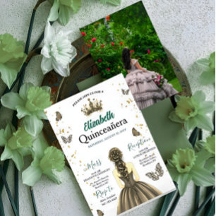 Benutzerdefinierte Foto Smaragdgrüne Quinceañera-E Einladung