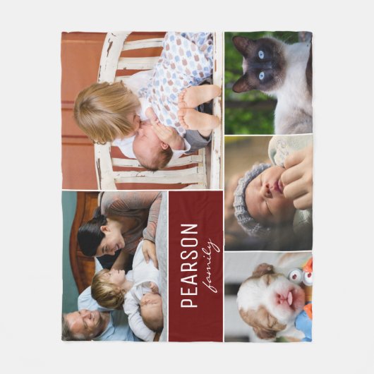 Benutzerdefinierte Foto-Tapisserie mit dunkelrotem Fleecedecke (Vorderseite)