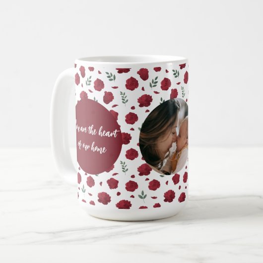 Benutzerdefinierte Foto-Tasse mit roten Blume | Mu Kaffeetasse (Vorderseite Links)