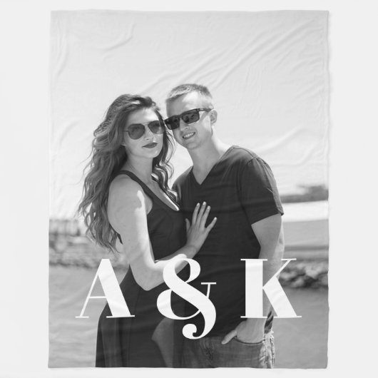 Benutzerdefinierte Foto- und große Monogramm-Initi Fleecedecke (Vorderseite)