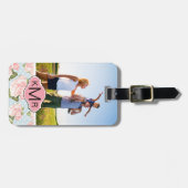 Benutzerdefinierte Foto- und Monogramm-Rose mit bl Gepäckanhänger (Vorderseite horizontal)