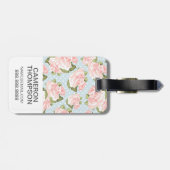 Benutzerdefinierte Foto- und Monogramm-Rose mit bl Gepäckanhänger (Rückseite horizontal)
