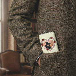 Benutzerdefinierte Foto- und Namen-Rosen-Herz-Flac Flachmann