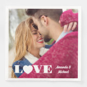 Benutzerdefinierte Foto- und NamensLIEBE Serviette (Vorderseite)