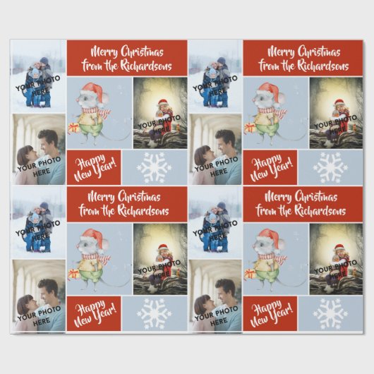 Benutzerdefinierte Foto und Text mit niedlicher Sa Geschenkpapier (Flach)